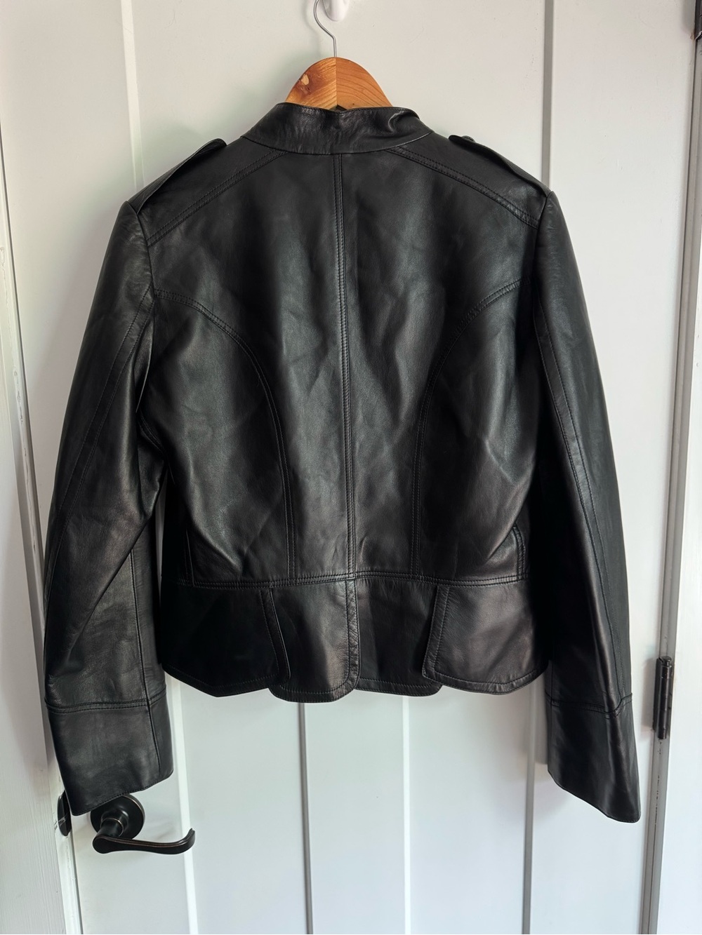 Stunning Burberry London Lamb Leather Equestrian Moto Black Jacket Coat 12 - Picture 10 of 13